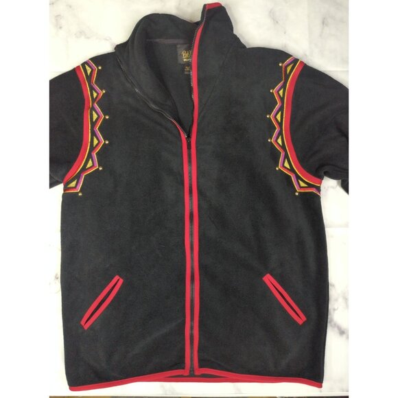 Vintage Bob Mackie Womens Small Embroidered Fleece Jacket Full Zip Runs Big - Picture 8 of 10